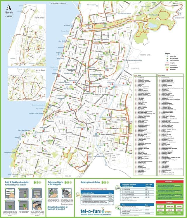 特拉维夫自行车道地图