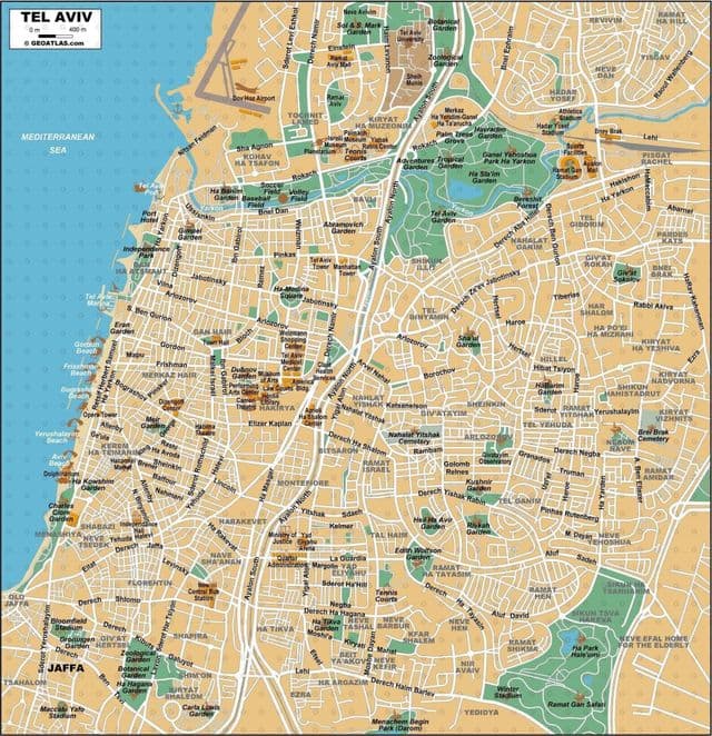 特拉维夫市中心地图