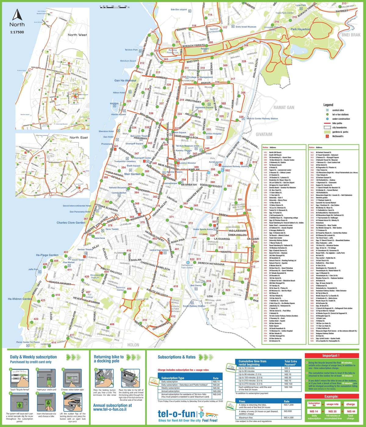 特拉维夫自行车道地图